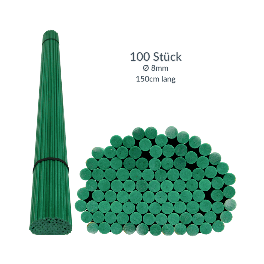 Markierstab / Pflanzstab dunkelgrün - 8mmx150cm (100 Stk.)