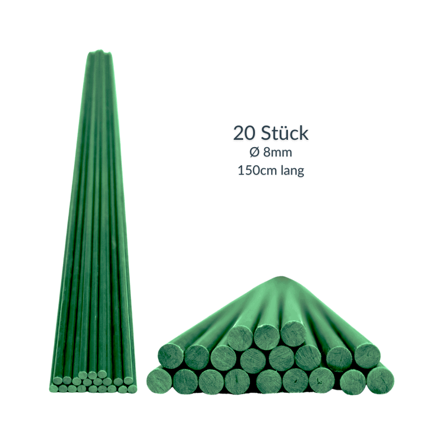 Markierstab / Pflanzstab dunkelgrün - 8mmx150cm (20 Stk.)