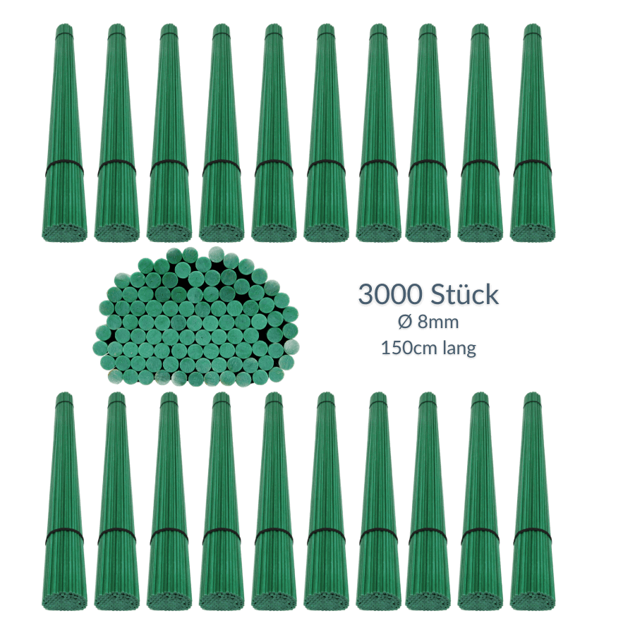 Markierstab / Pflanzstab dunkelgrün - 8mmx150cm (3.000 Stk.)